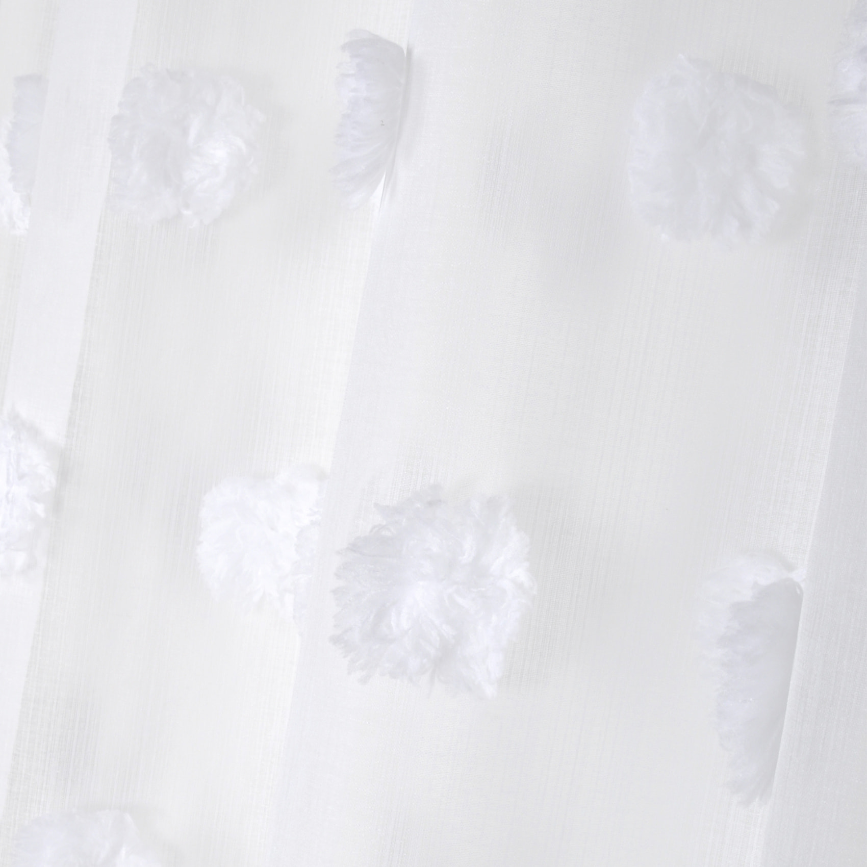 Voilage pompons brodés - Blanc