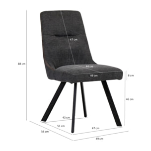 Chaise en tissu chiné avec liseré & pieds en métal - DENIZA