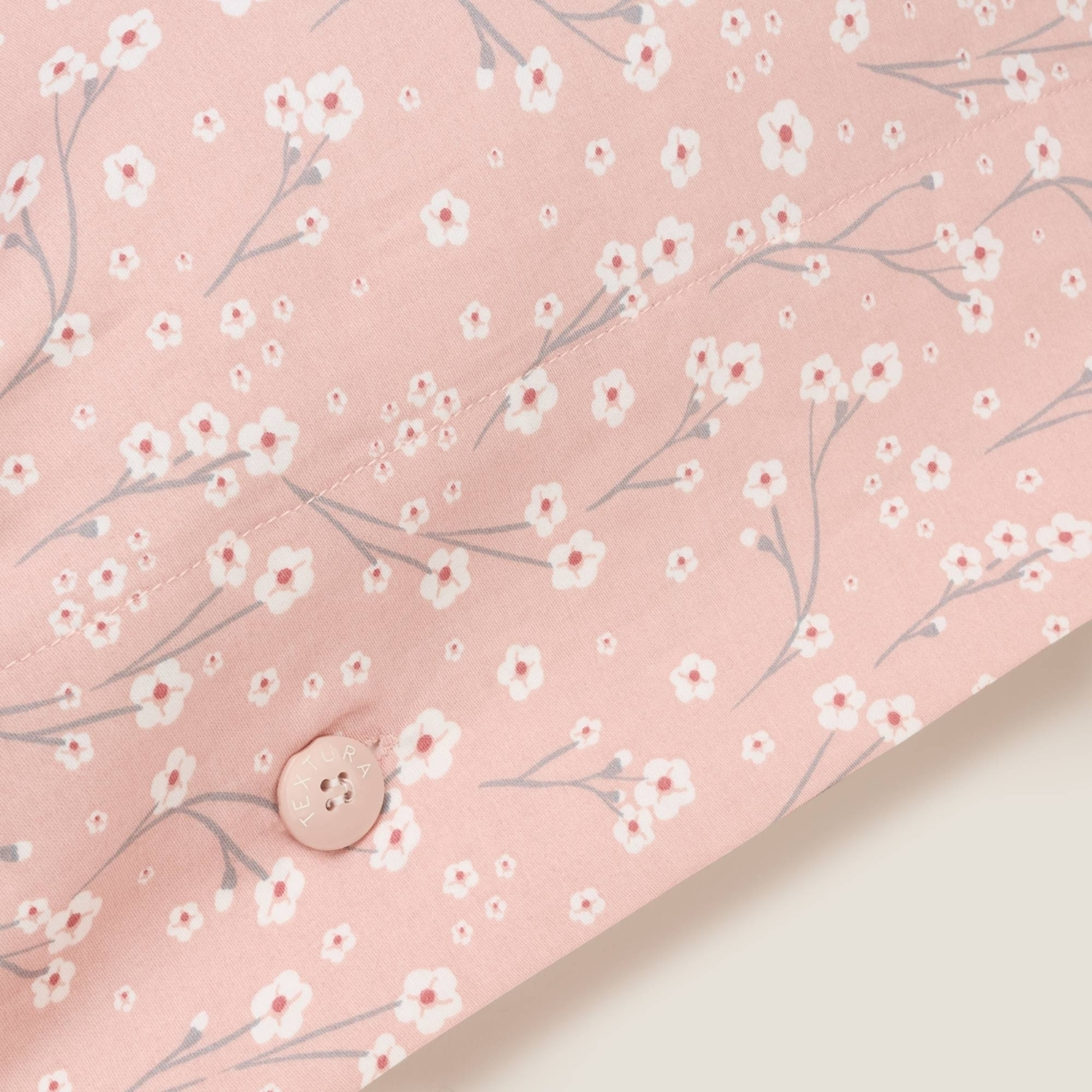 Funda almohada algodón satén flores Muna color rosa