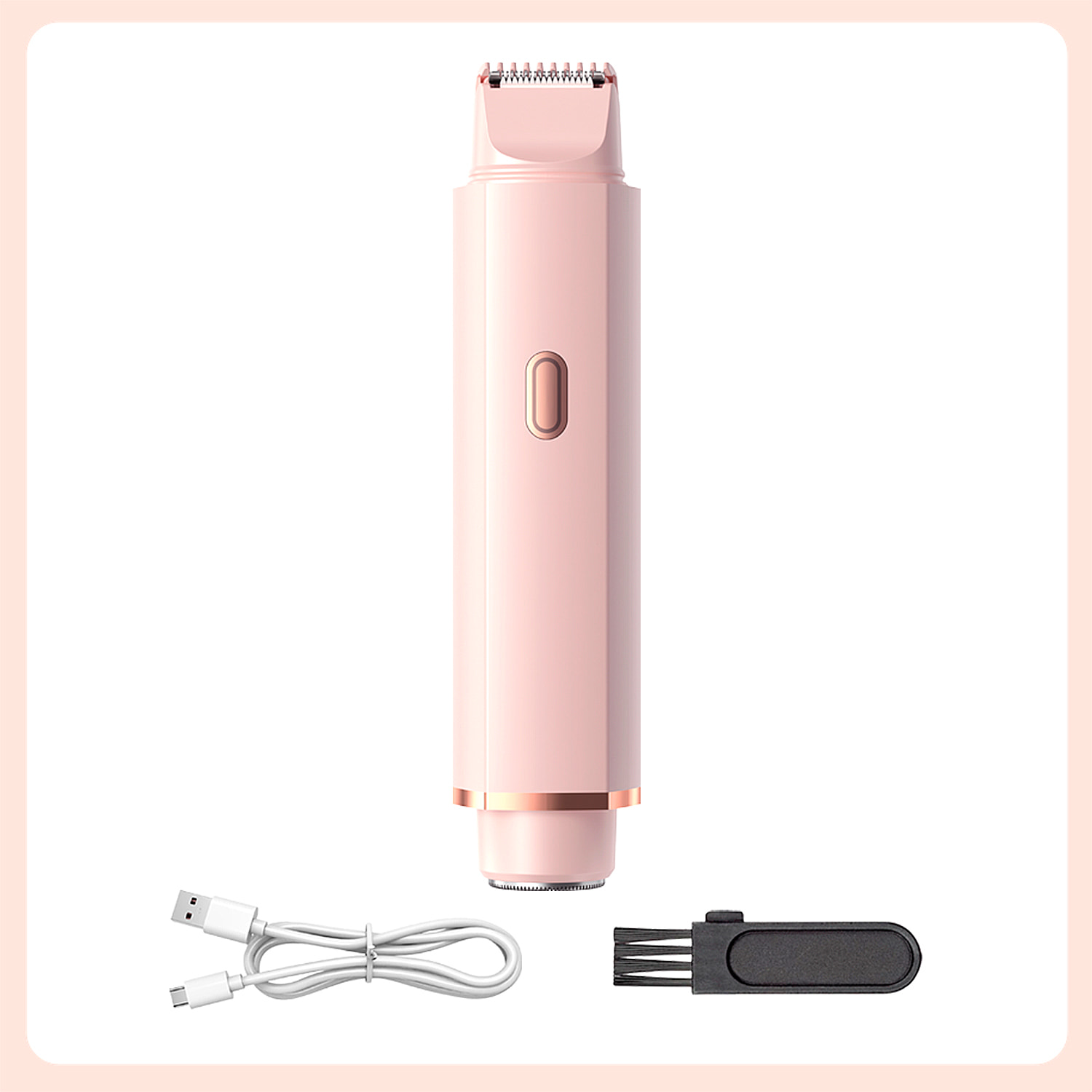 Afeitadora femenina especial para zonas delicadas, doble cabezal de recorte y de rasuración. Batería recargable.