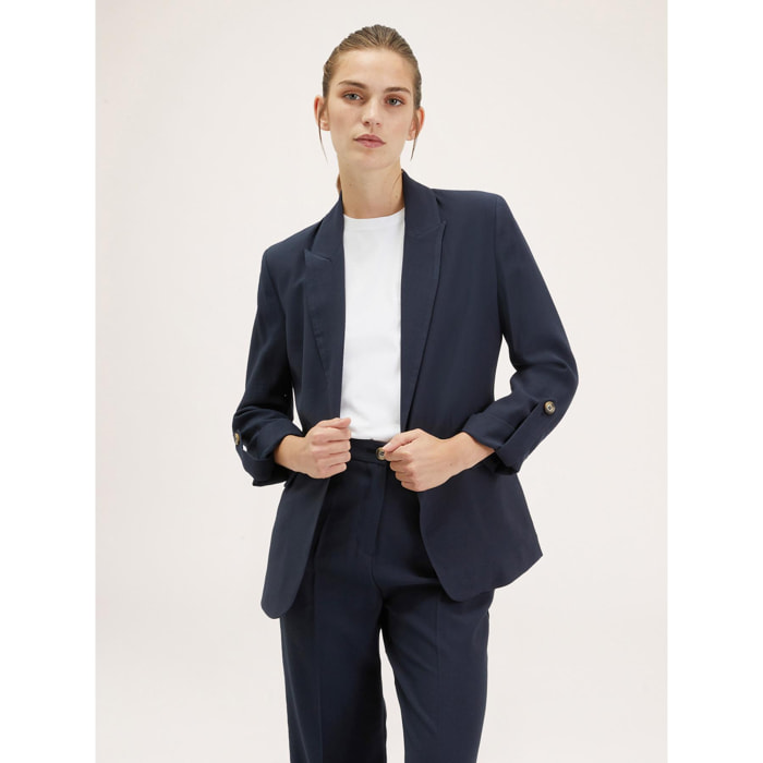 Motivi - Blazer vaporoso con abotonadura simple - Azul