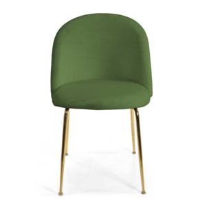 Sedia Sammi Vacchetti in velluto verde con struttura oro cm50x57h77,5