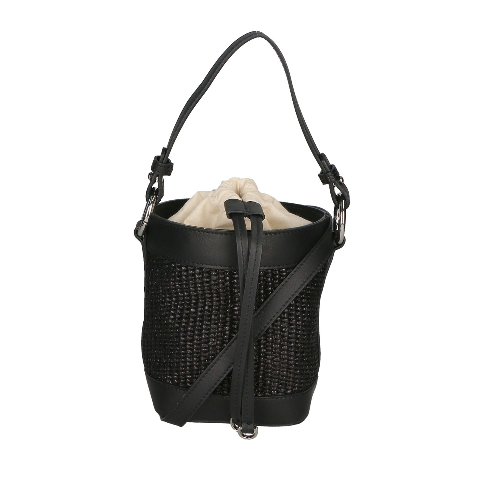 Borsa a secchiello da donna - Modello Alyssa - Pelle & Paglia - 13.0 x 16.0 x 10.0 cm