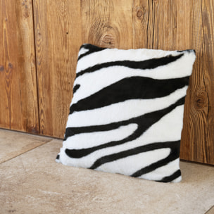 Coussin garni à motif zèbre avec dos en velours - Noir