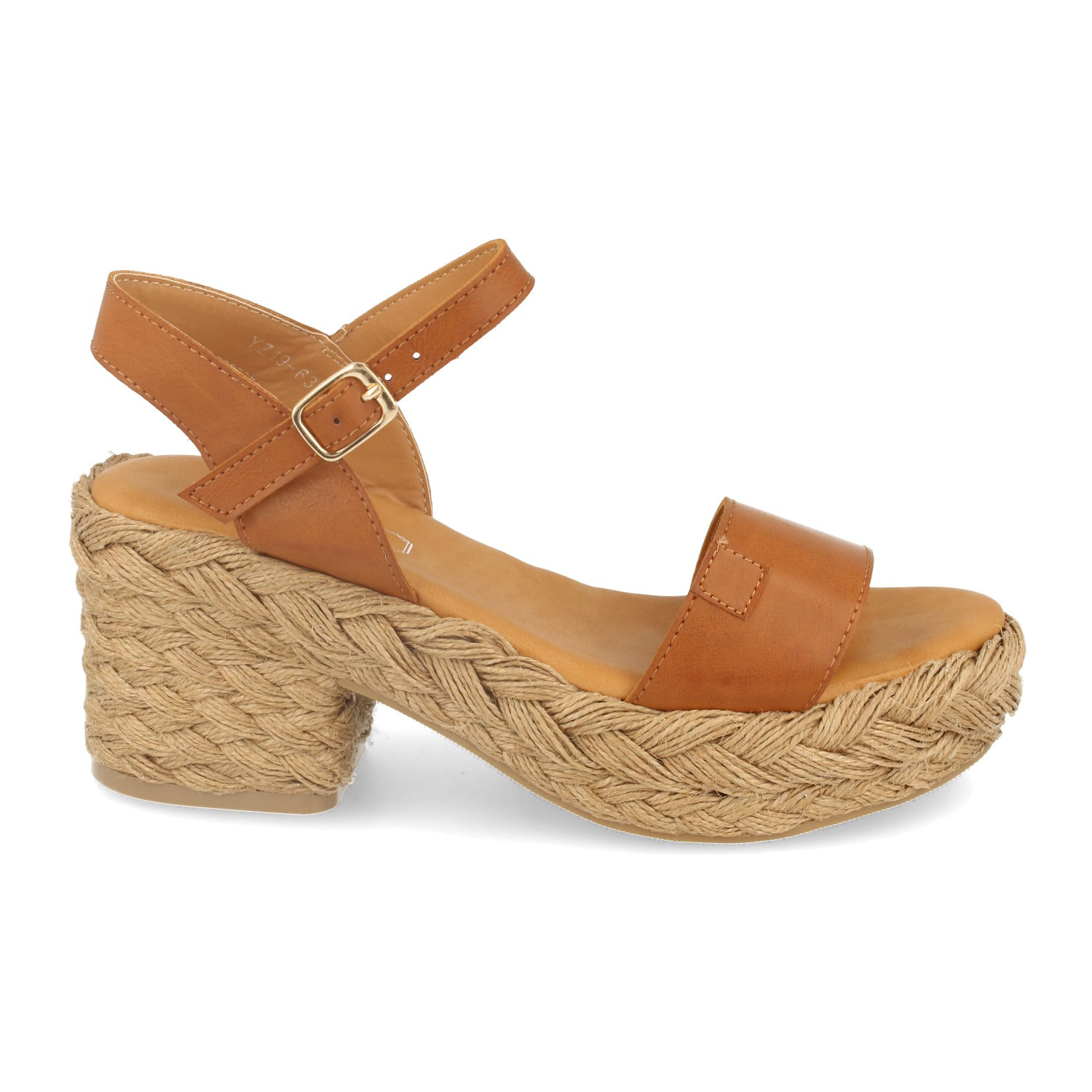 Sandalia con Tacón y Plataforma de Yute Estilo Ankle Strap