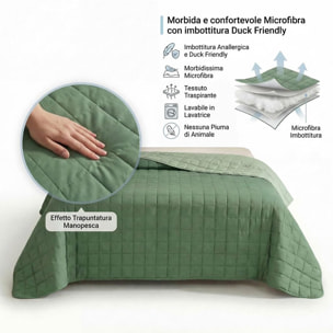 Copriletto una piazza e mezza estivo leggero double face 210x260 cm, trapunta estiva traspirante e morbida, coperta primaverile elegante e moderna, design reversibile per doppio stile, ideale per stagione calda, resistente e facile da lavare