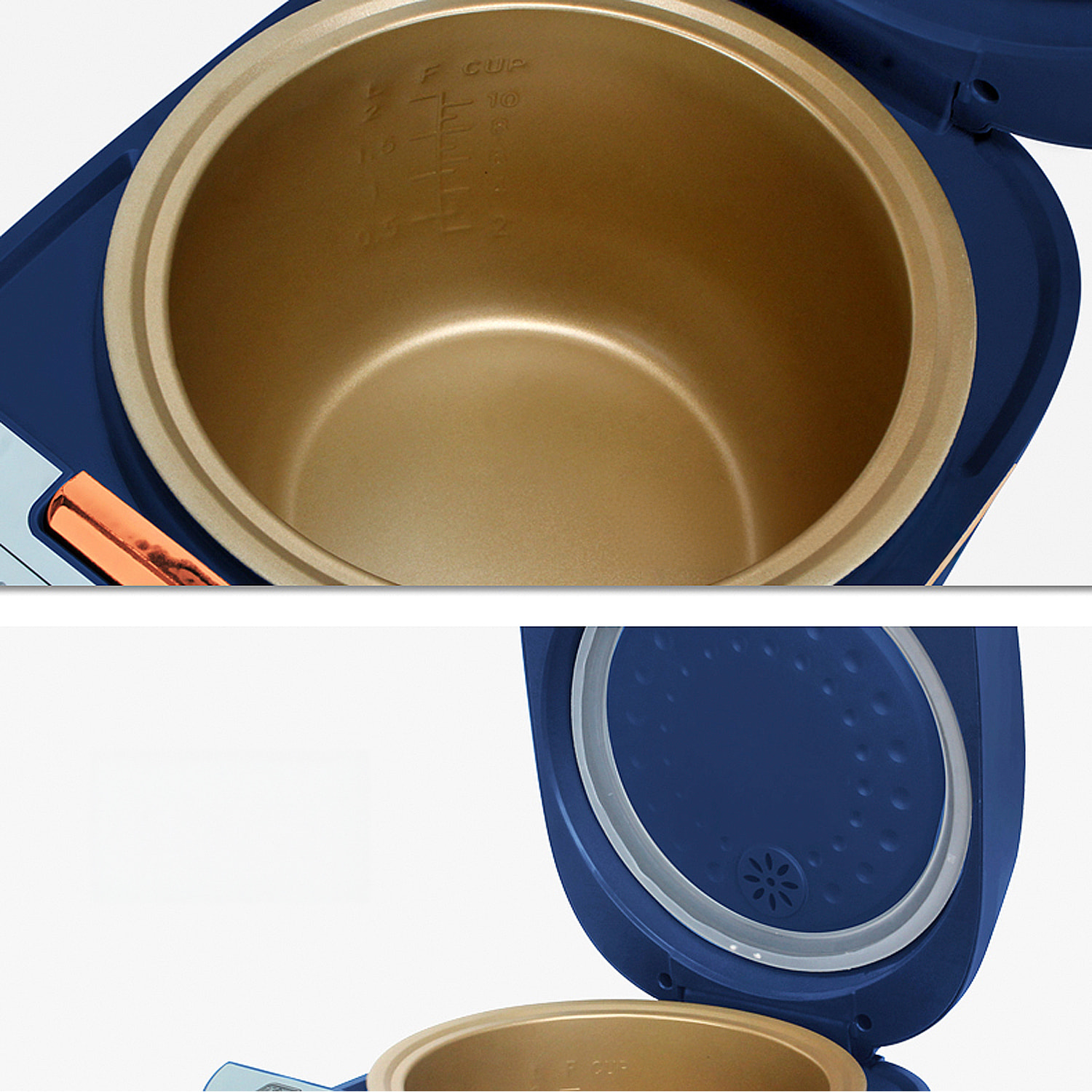 Cuociriso elettrico a calore tridimensionale e 900W. Funzioni e programmi di cottura preimpostati. Ciotola antiaderente a 5 strati con capacità di 5L.