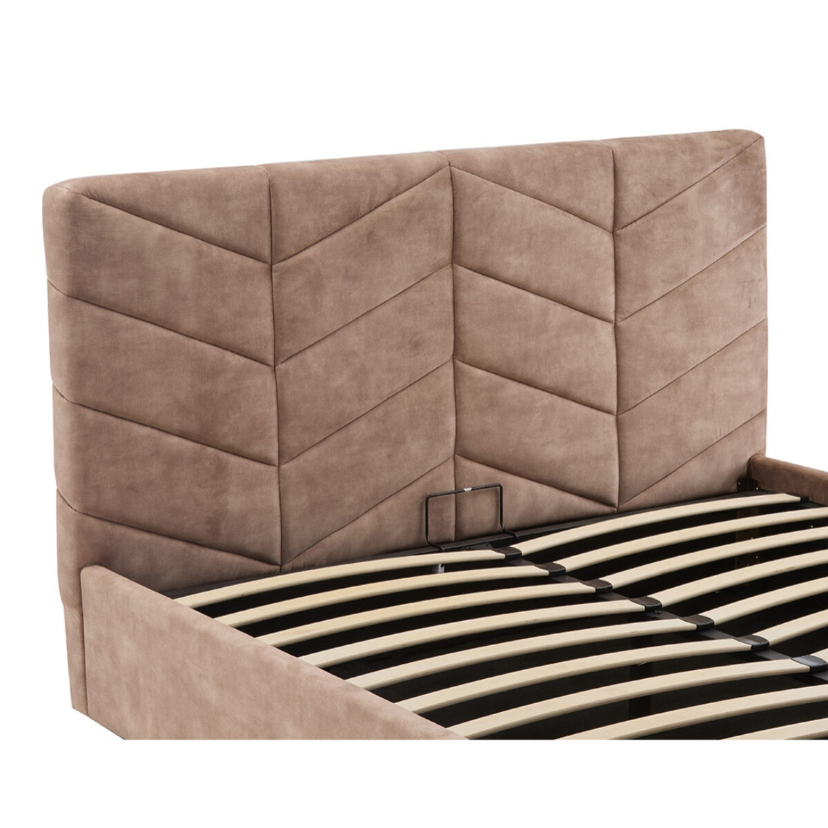 Peonis - lit coffre - 160x200 cm - en velours - sommier inclus - Taupe