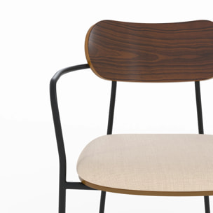 Lot de 2 chaises en tissu beige et placage en bois foncé - Marine