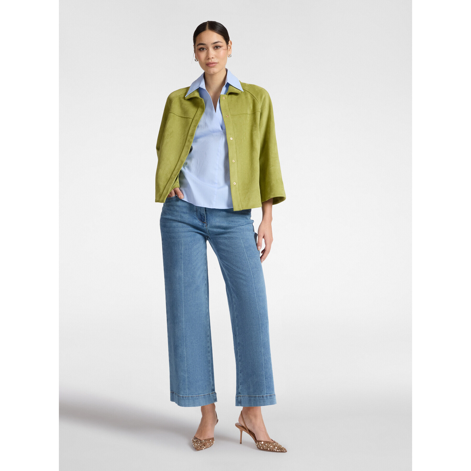 Elena Mirò - Jeans cropped wide leg - Azzurro