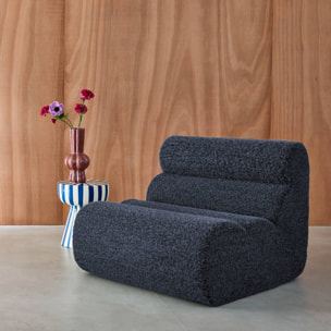 Chauffeuse tissu effet alpaca bleu foncé 1 place - L 81 x P 99 x H 75cm - Nova