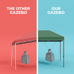 Gazebo richiudibile 3x3 pieghevole a fisarmonica automatico mercato tenda con sacca colore bianco