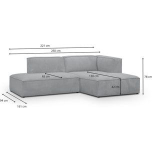 Canapé d'angle à droite modulable 4 places en velours côtelé - REZIA