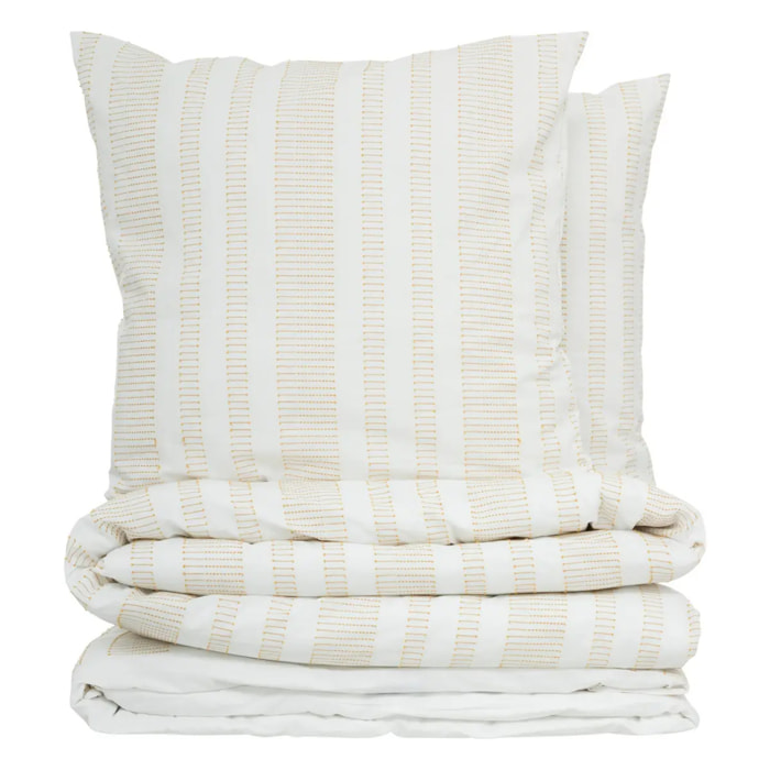 Parure de lit Isao coton blanc/jaune 240x220cm