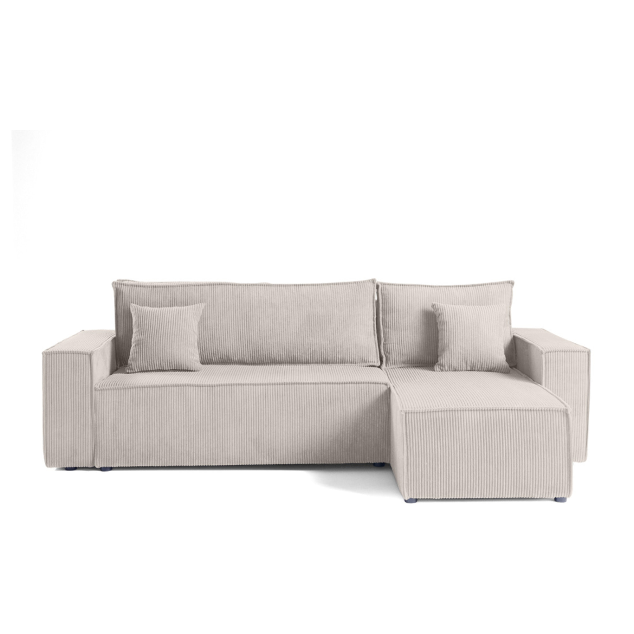 Cezanne - canapé d'angle réversible - 4 places - convertible avec coffre - en velours côtelé - Beige