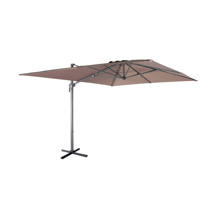 Parasol déporté rectangulaire 3x4m – Antibes – taupe – parasol déporté. inclinable. rabattable et rotatif à 360°