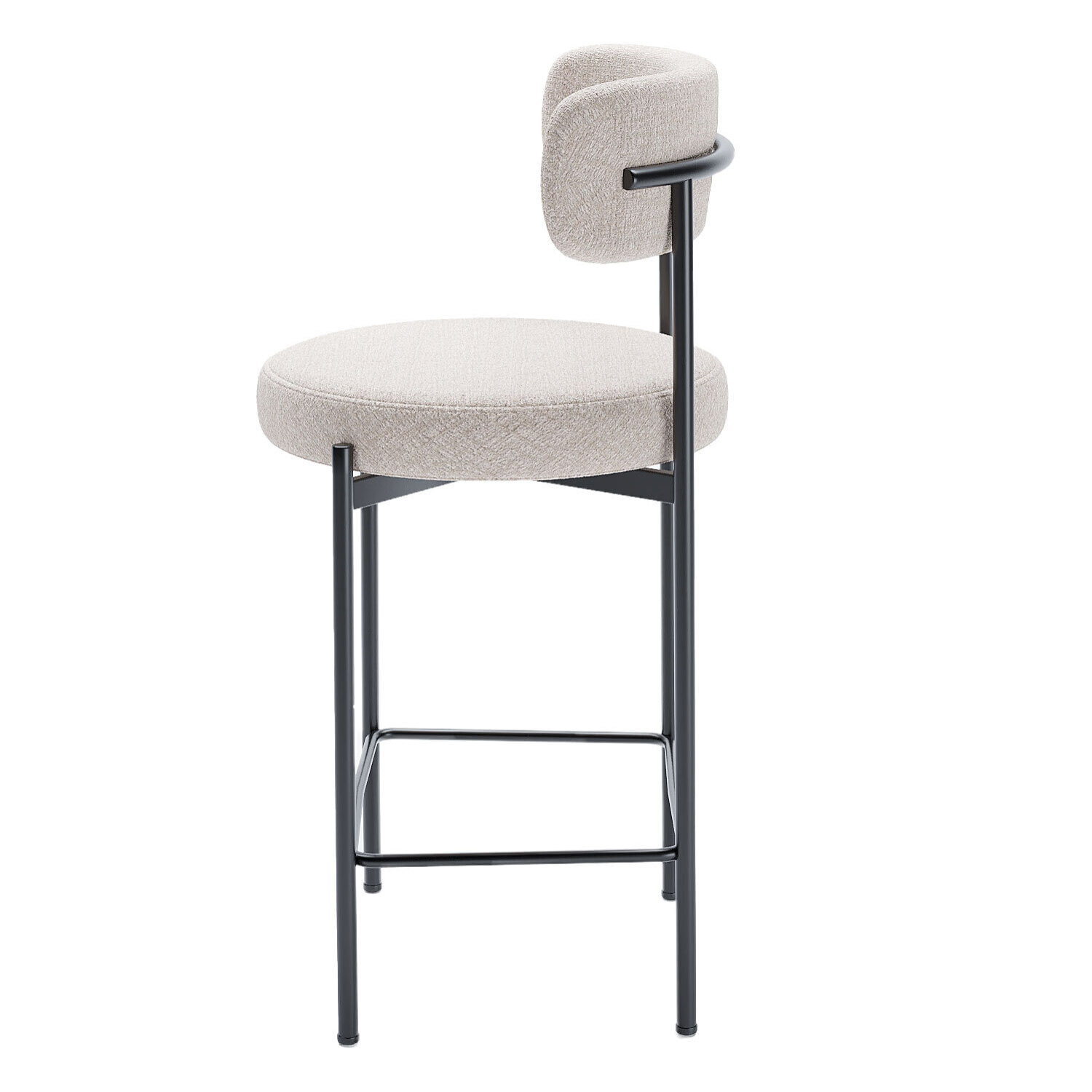 Lot de 2 tabourets de bar velours crème Agathe