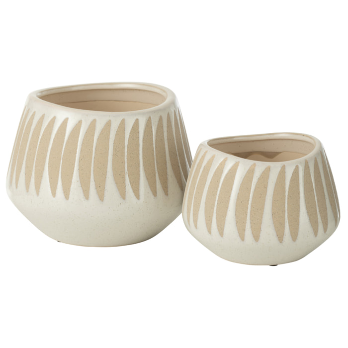 J-Line Cachepot Kai Gres Beige/Blanc Large