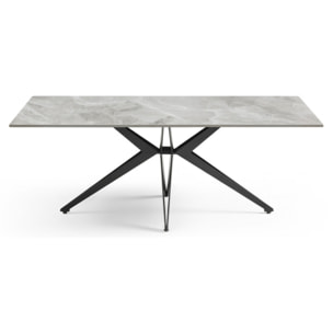 Table basse en céramique 120x60cm gris brillant pieds métal - UNIK