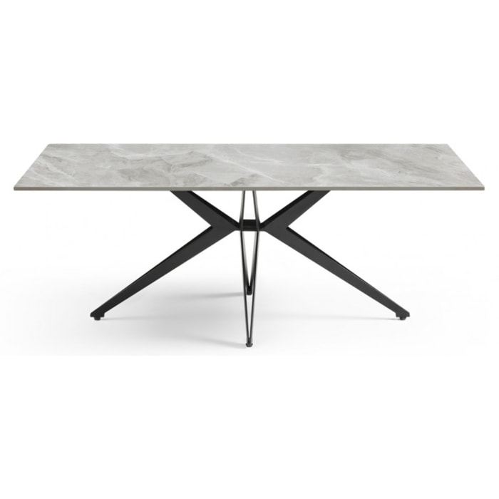 Table basse en céramique 120x60cm gris brillant pieds métal - UNIK