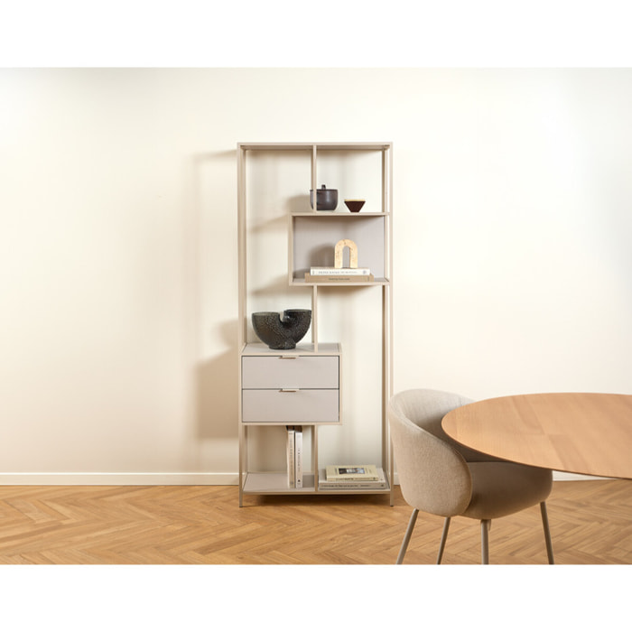 Anthea - étagère filaire métal avec plaquage en effet bois blanchi - avec tiroirs - 77 cm - gris - Gris