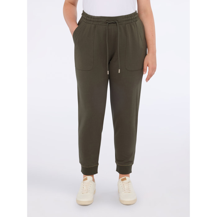 Fiorella Rubino - Pantalones deportivos de algodón con cordón ajustable - Verde militare