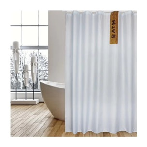 Rideau de douche Polyester IGUACU 180x200cm QUALITE PREMIUM Blanc - Anneaux inclus MSV