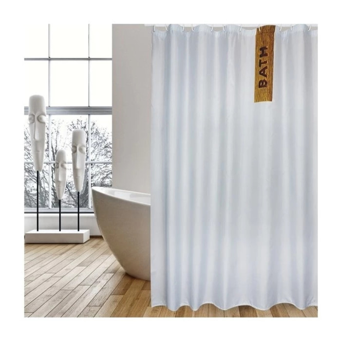Rideau de douche Polyester IGUACU 180x200cm QUALITE PREMIUM Blanc - Anneaux inclus MSV