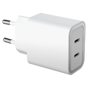 Chargeur secteur FORCE POWER 2x USB-C 45W Recyclé Blanc