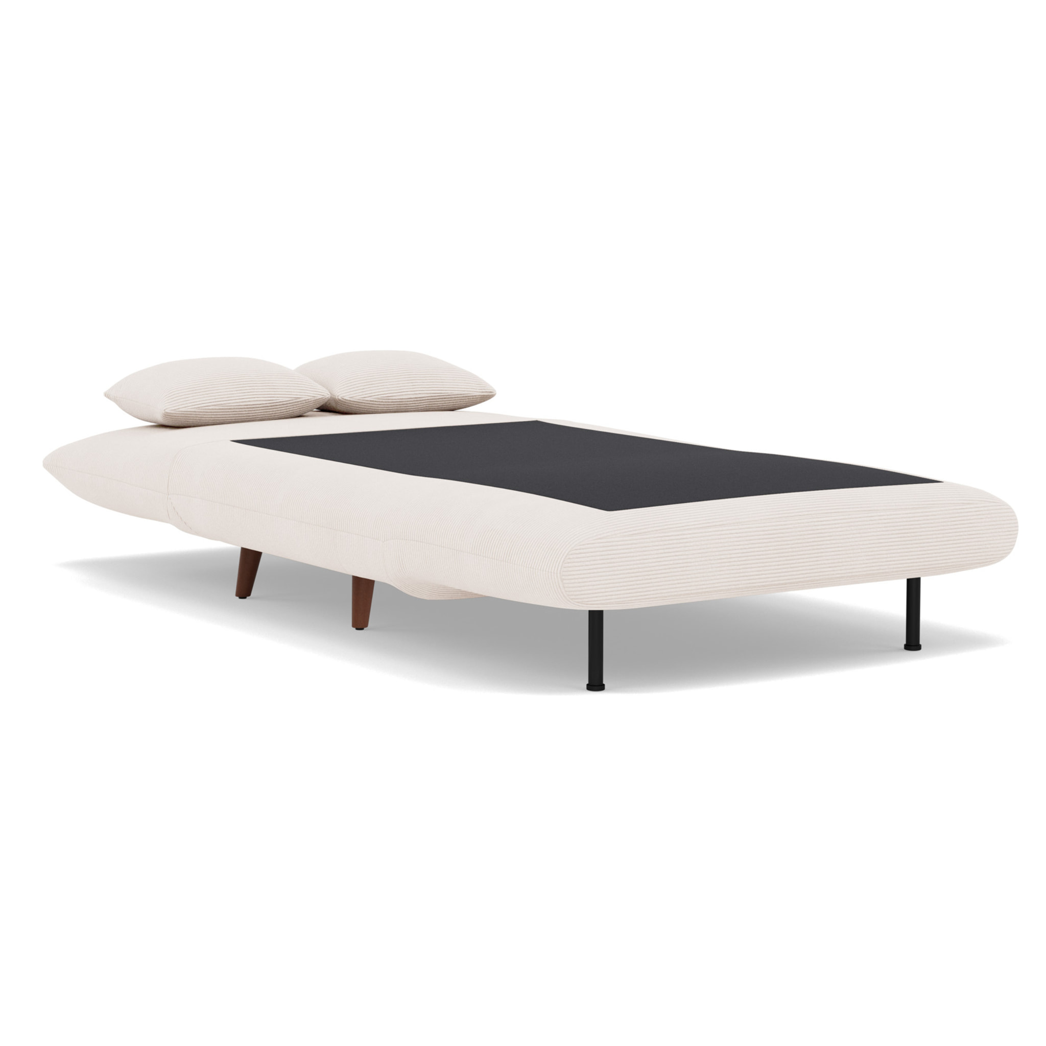 Lumi - Banquette convertible clic-clac 1 place en velours côtelé - Beige