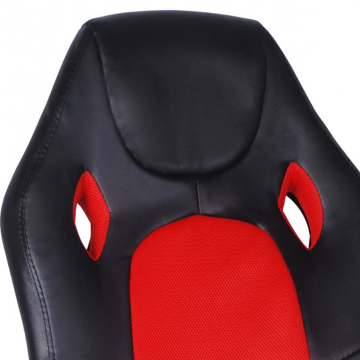 Fauteuil de gaming à roulettes en mesh et simili noir réglable et inclinable - AZERTY