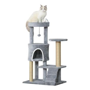 Árbol Rascador para Gatos Mediano Árbol para Gatos de 5 Niveles Torre para Gatos con Plataformas Nido Postes de Yute Escalera y Bola Colgante Gris