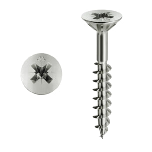 Vis MUSTAD Panelvit Tête cylindrique Pozidriv - Filetage Partiel- Zingué Blanc - Ø5x100mm - Boite de 200 - PVACZP501000C8C