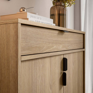 Zapatero Alice melamina roble dorado patas grafito 89x80x29 cm