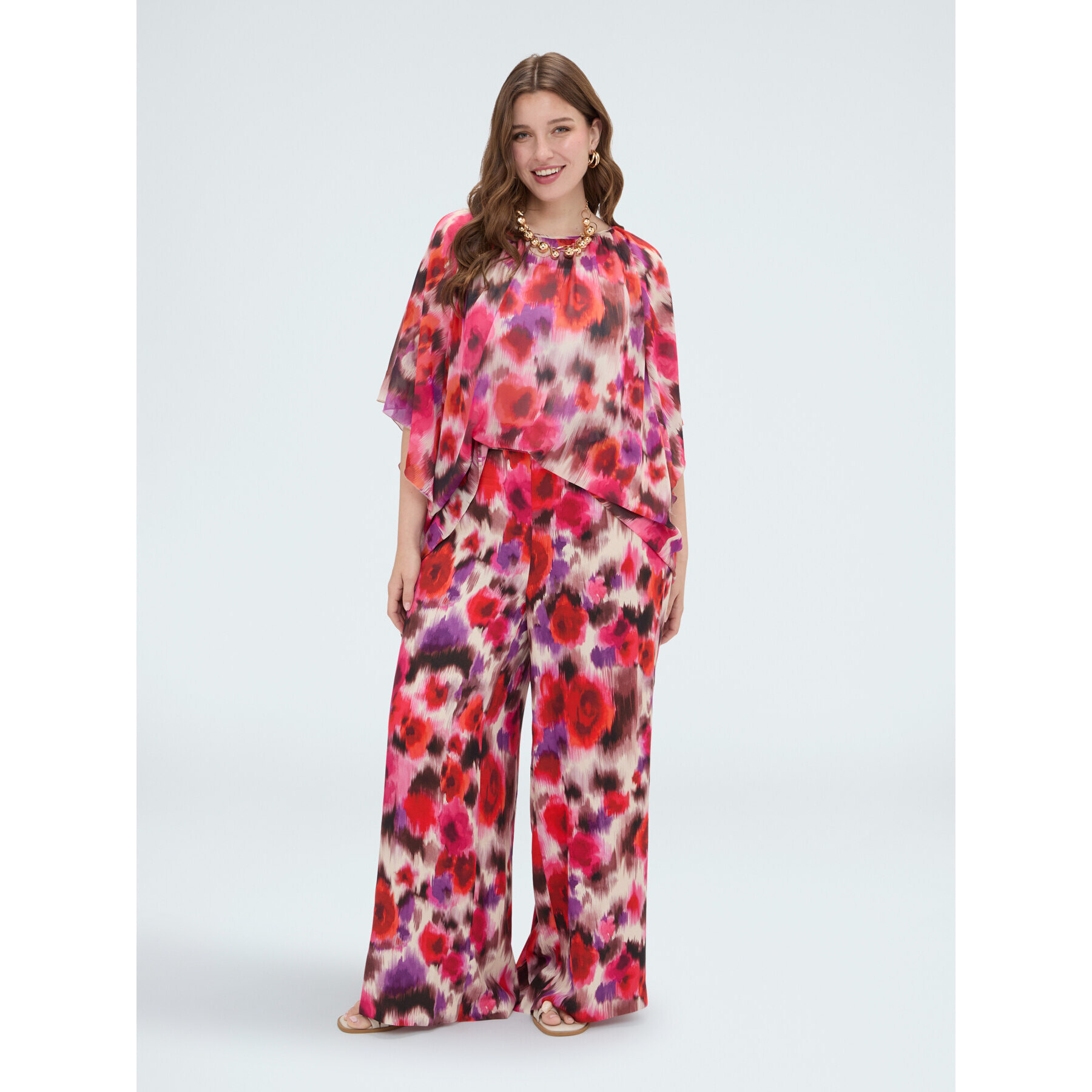 Fiorella Rubino - Pantalones palazzo en raso de viscosa - Fuchsia