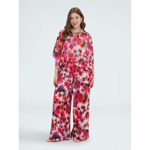 Fiorella Rubino - Pantalones palazzo en raso de viscosa - Fuchsia