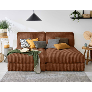 Jasper - module méridienne - en fausse fourrure côtelée - Rouille