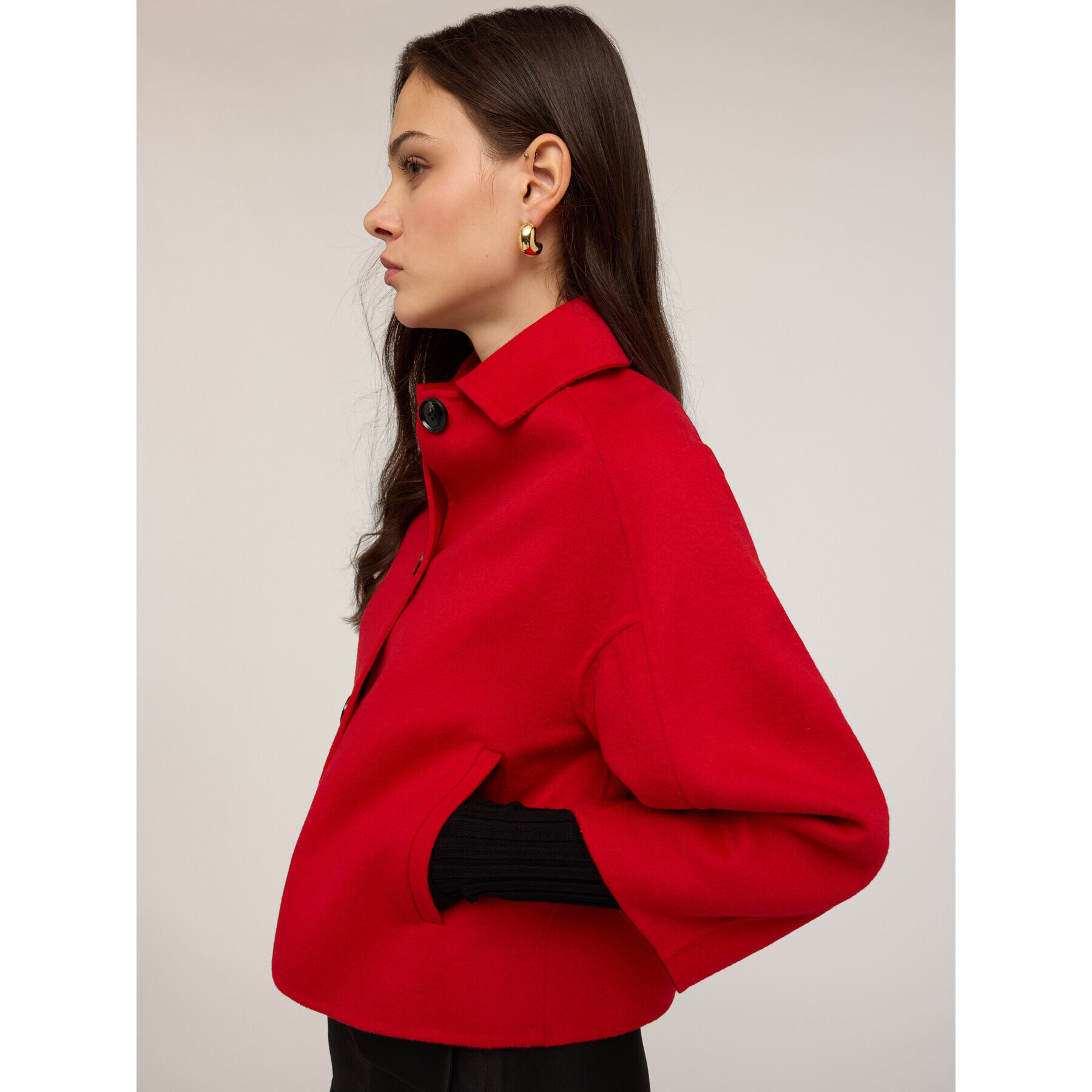 Motivi - Capa corta de paño de mezcla de lana - Rojo