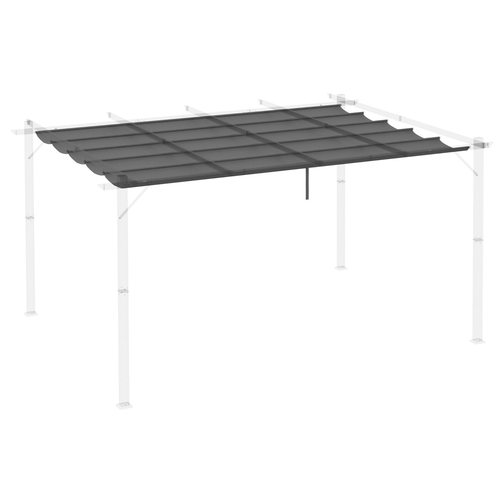 Cubierta para Pérgola 3,5x2,5 m Techo de Repuesto Retráctil para Sombrilla Toldo de Tela para Cenador Jardín con 10 Orificios de Drenaje Gris Oscuro