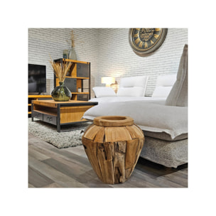 Vase décoratif bois de teck massif H. 39 cm artisanale - VIENNE