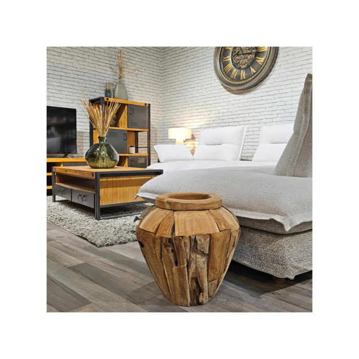 Vase décoratif bois de teck massif H. 39 cm artisanale - VIENNE