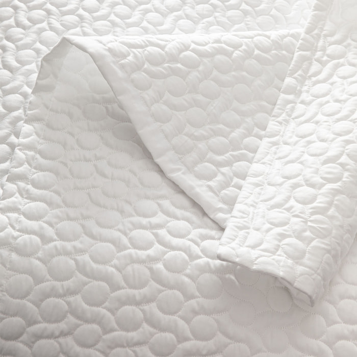 Couvre-lit matelassé uni en satin de coton bio, POESIE, Blanc