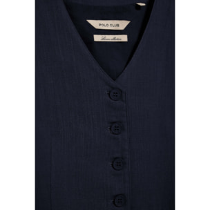 Gilet Deia blu marino in cotone e lino con dettagli Polo Club
