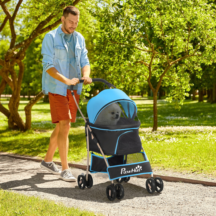 3 en 1 Cochecito para Mascotas Carrito para Perros y Gatos Desmontable Bolsa de Transporte Plegable con Cesta de Almacenaje y Frenos Tela Oxford 600D Carga 15 kg 82x49,5x98 cm Azul