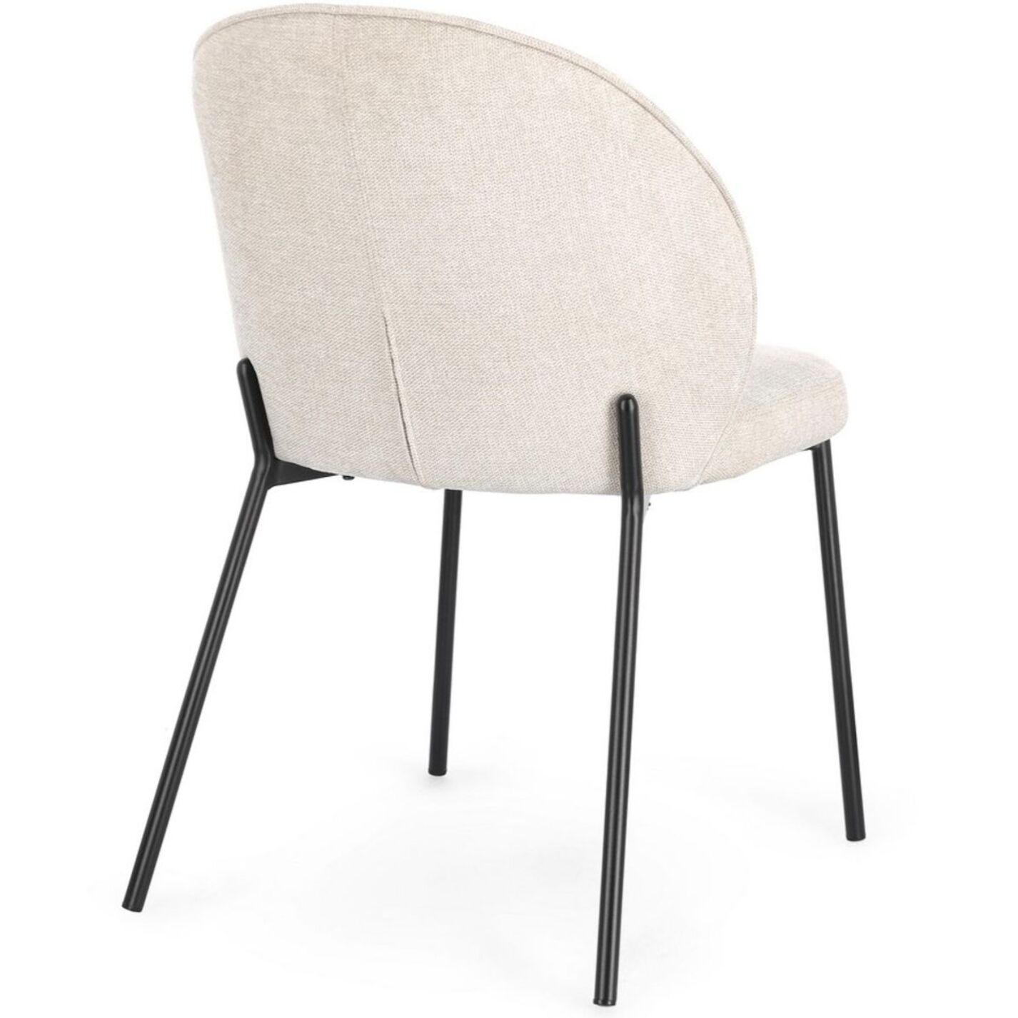 Set di sedie WENDY in tessuto beige e gambe acciaio nere