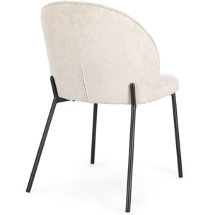 Set di sedie WENDY in tessuto beige e gambe acciaio nere