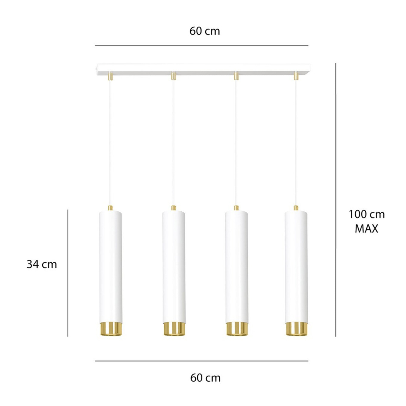 Lampada a sospensione Kibo in acciaio bianco e oro