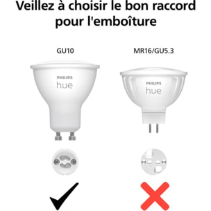 Ampoule LED connectée PHILIPS HUE GU10 White Ambiance pack de 2