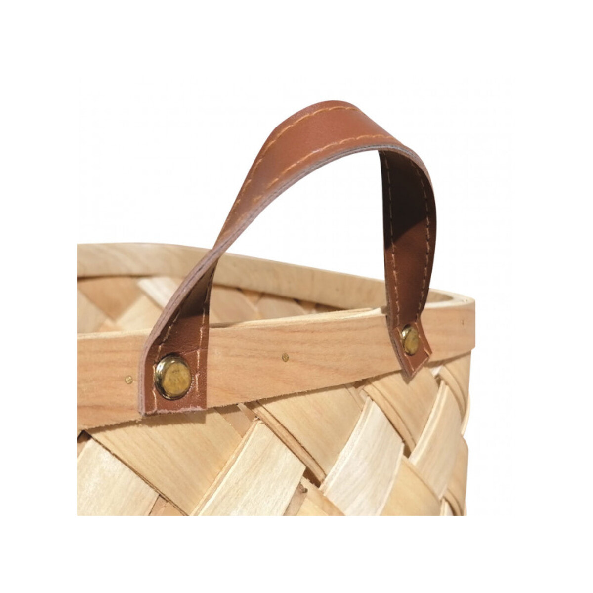 Lot de 2 paniers tressés en bois avec poignées en simili marron - EASTER 697