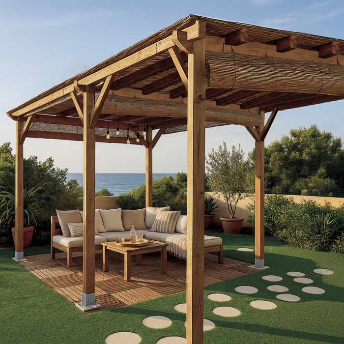 Kit Pérgola Madera 4x3.6x2.4 M + Postes 12x12